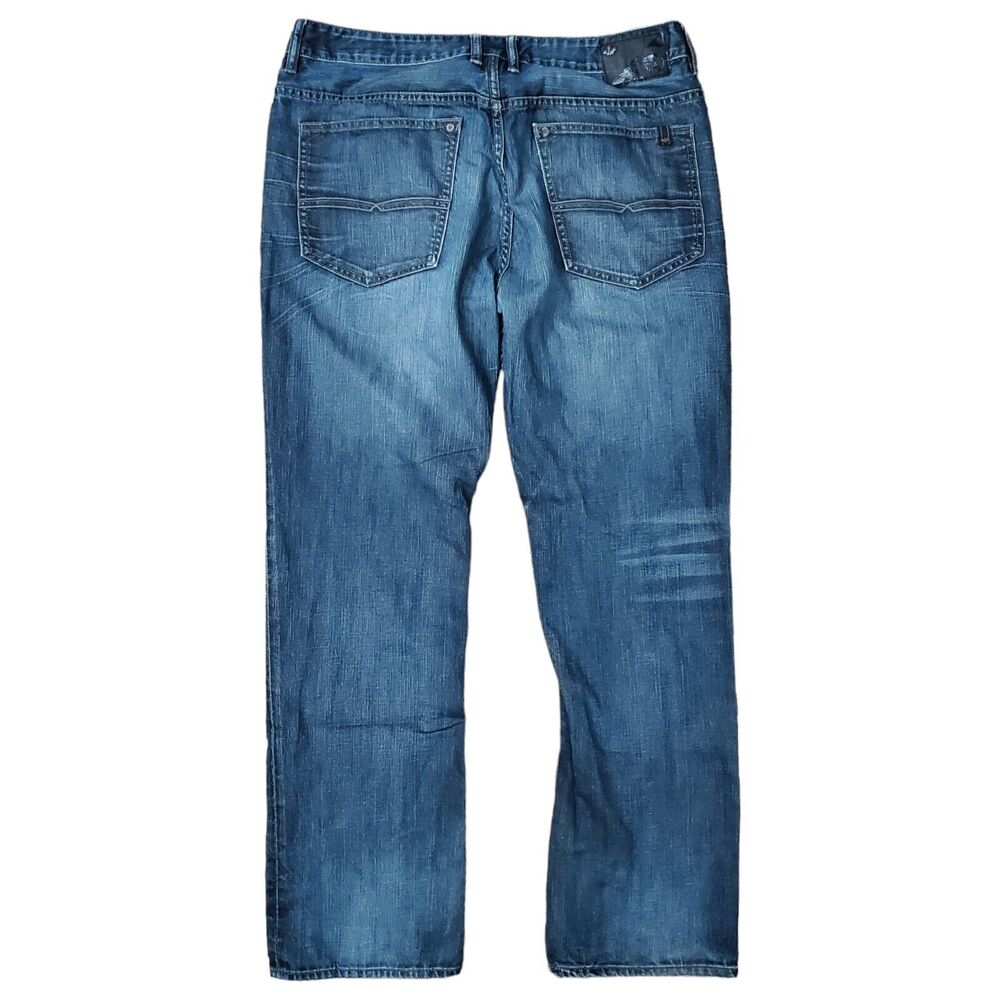 BUFFALO Jeans Mens 36X32 Blue SIX BASIC Slim Straight Leg Casual Stone Outdoor
